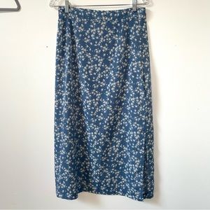 Blue flower midi skirt